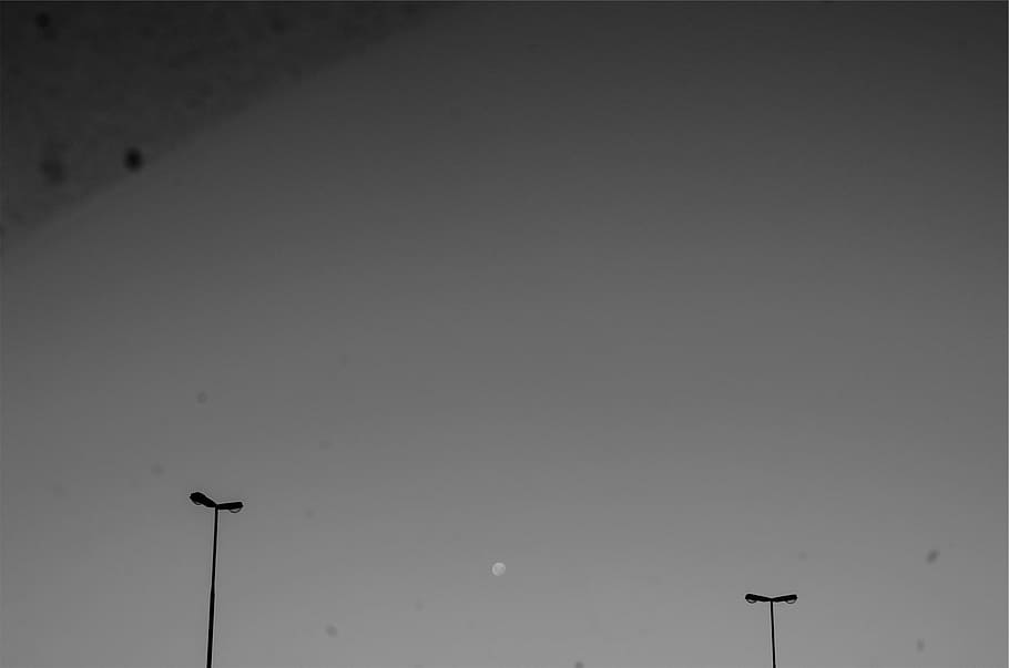 moon, sky, lamp posts, street light, lighting equipment, low angle view HD wallpaper