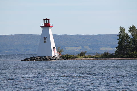 Lighthouse, Baddeck, Cape, Breton, landscape, summer, harbour HD wallpaper