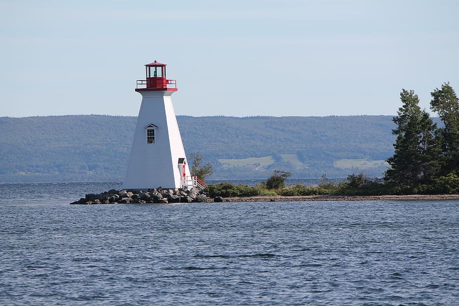 Lighthouse, Baddeck, Cape, Breton, landscape, summer, harbour HD wallpaper