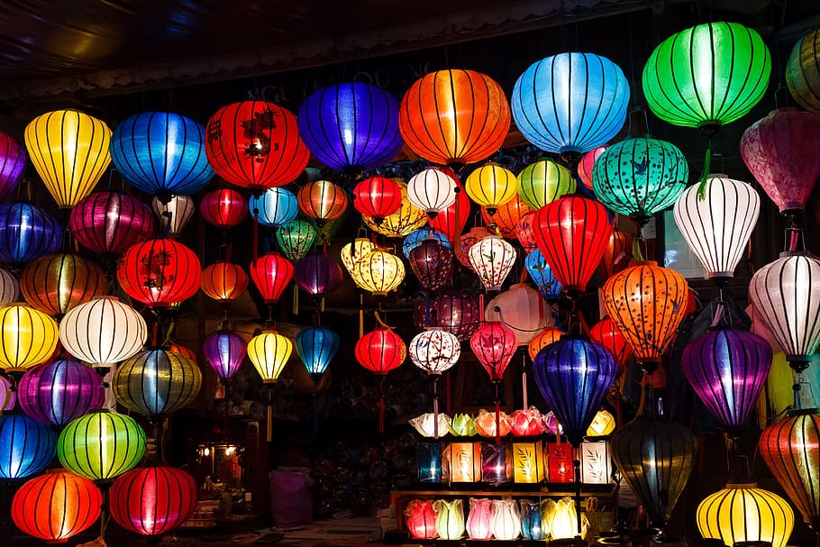 assorted-color lightened paper lanterns, Crafts, Art, the lantern