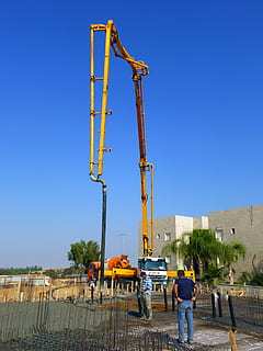Construction, Concrete Pump, fill, fittings, of technology HD wallpaper