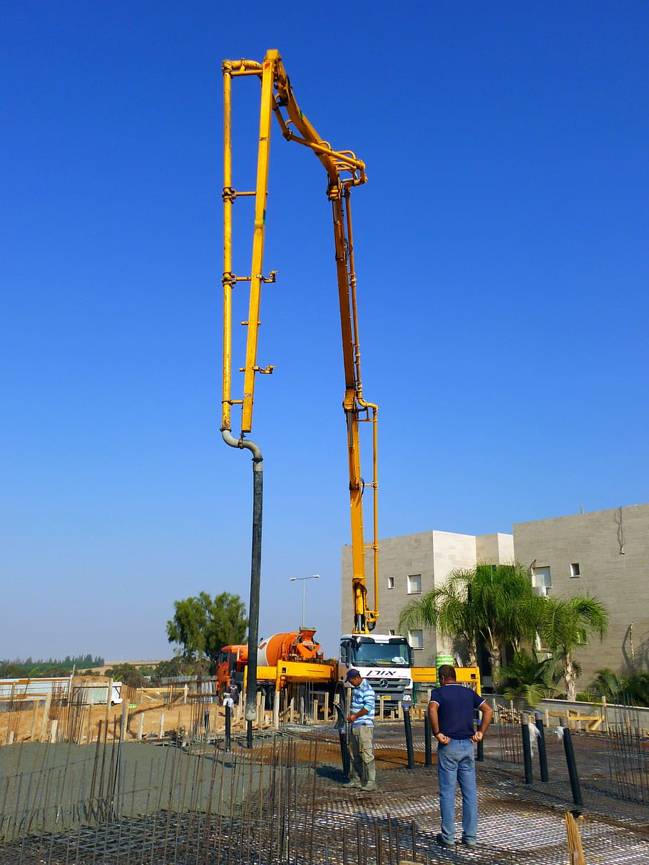 Construction, Concrete Pump, fill, fittings, of technology HD wallpaper