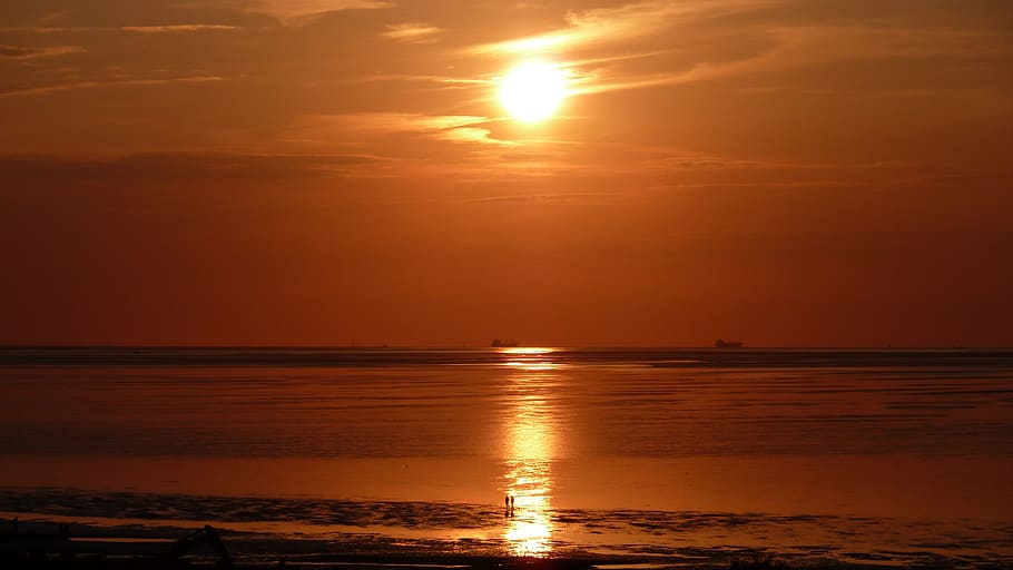 sunset, sunlight, sunbeam, fireball, setting sun, evening sun HD wallpaper