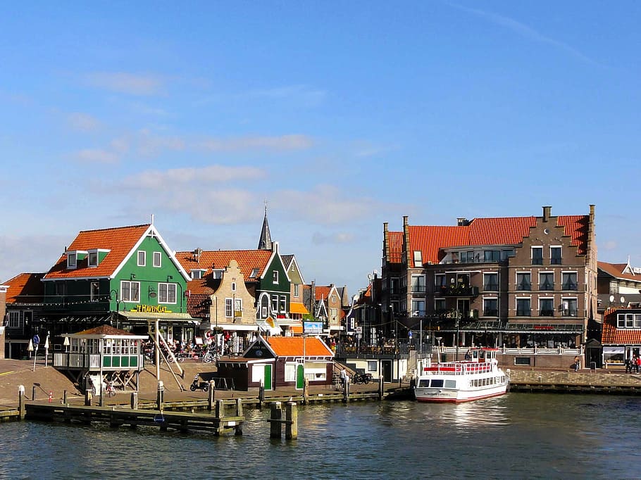 netherlands, sky, clouds, boats, ships, harbor, bay, water HD wallpaper