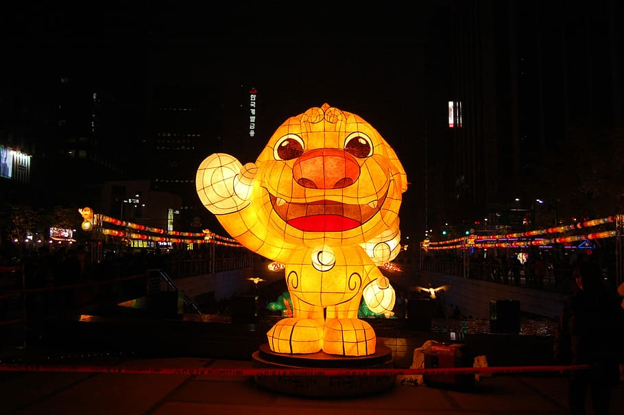 Lantern, Cheonggyecheon Stream, isometric article, hatch, kkotdeung festival HD wallpaper