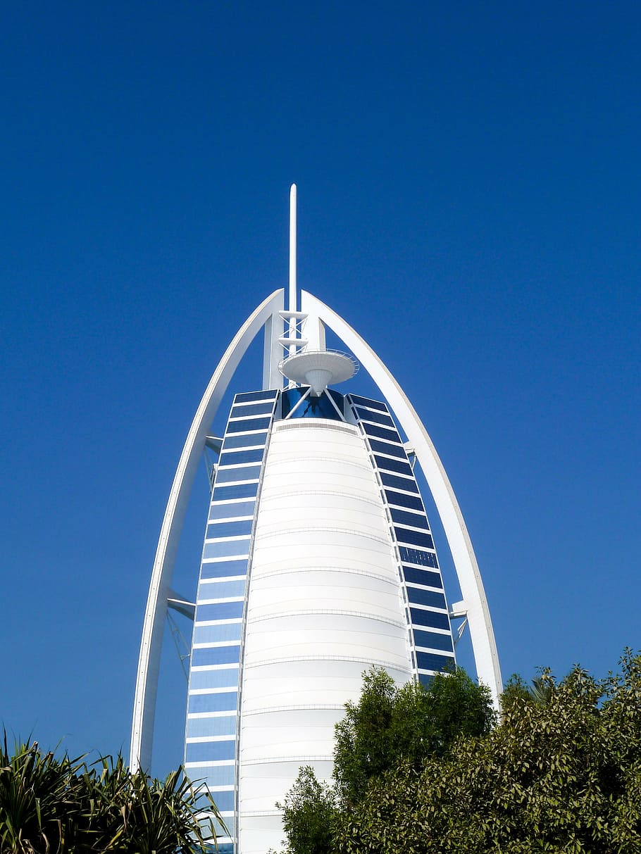 dubai, hotel, skyscraper, blue, building, skyscrapers, u a e HD wallpaper