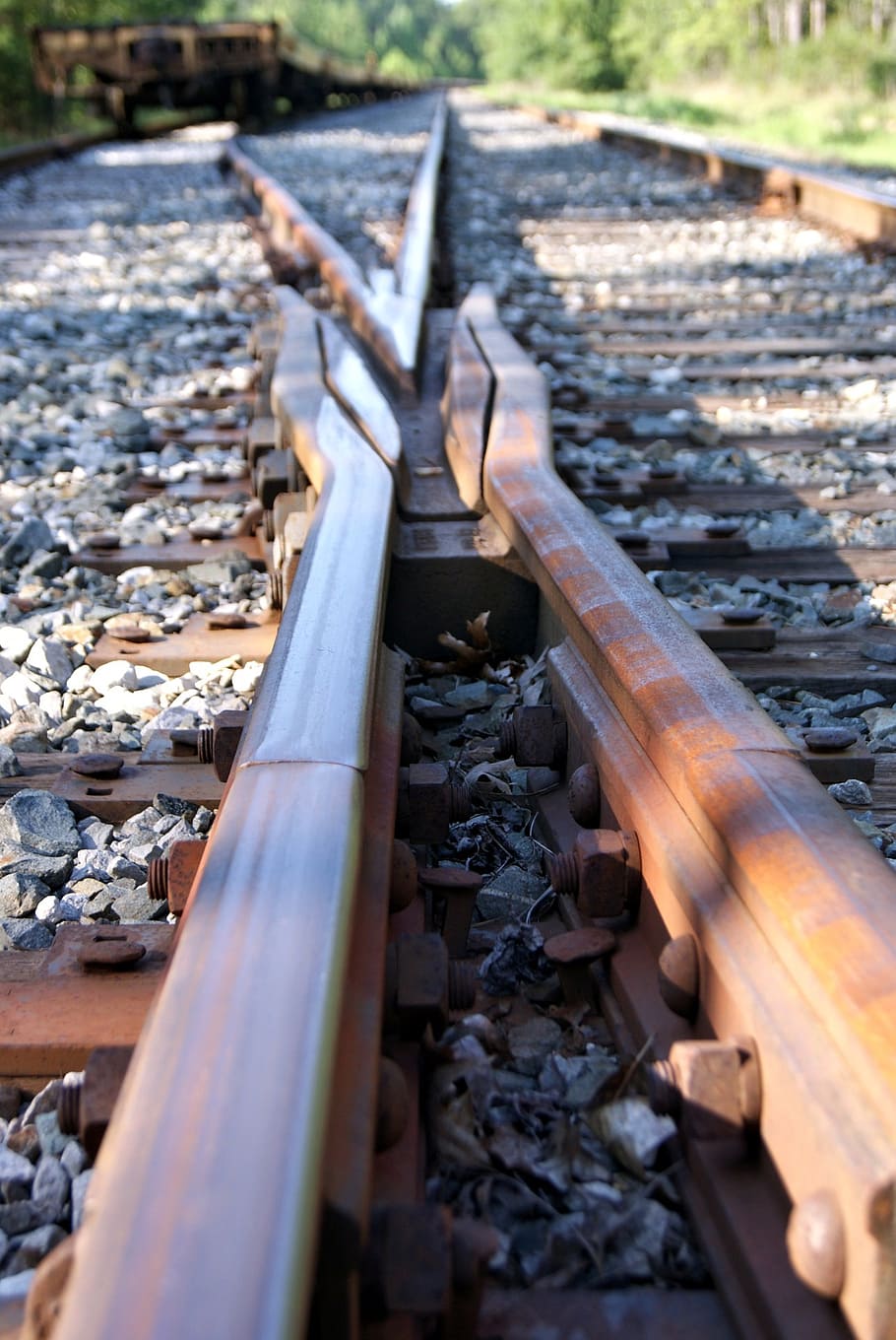 railroad, tie, train, rust, journey, travel, rail transportation HD wallpaper