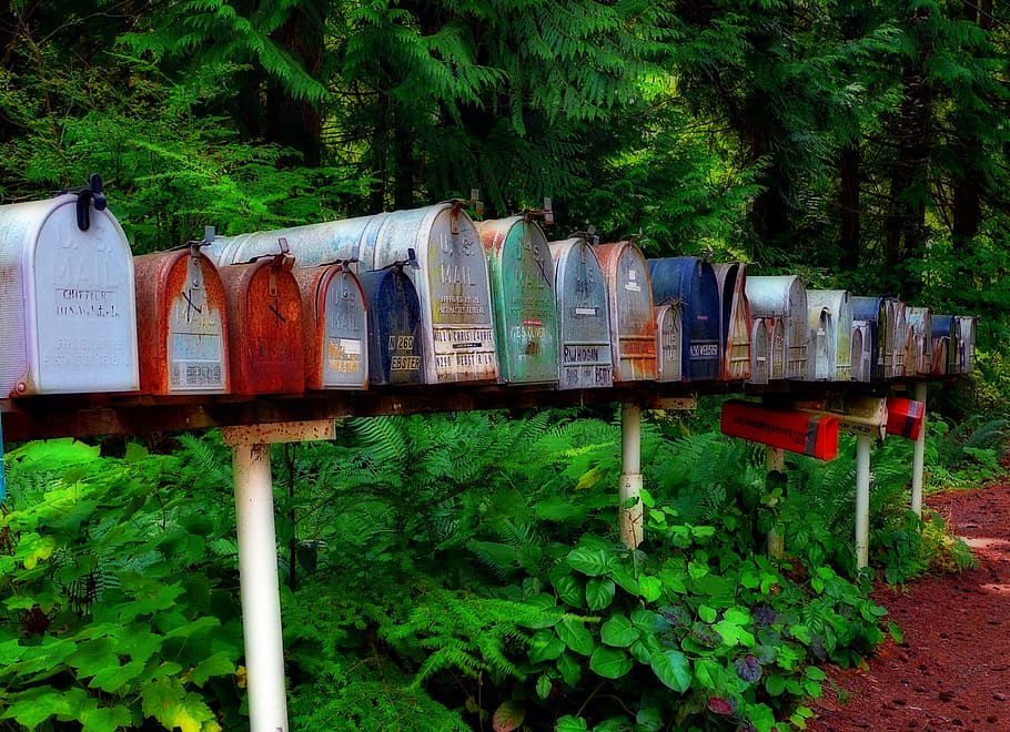 assorted-color mail boxes, mailbox, postbox, letters, mails, snail mail, HD wallpaper
