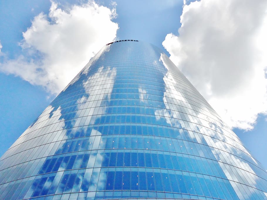 high rise building of clear glass window building, tower, reflections HD wallpaper