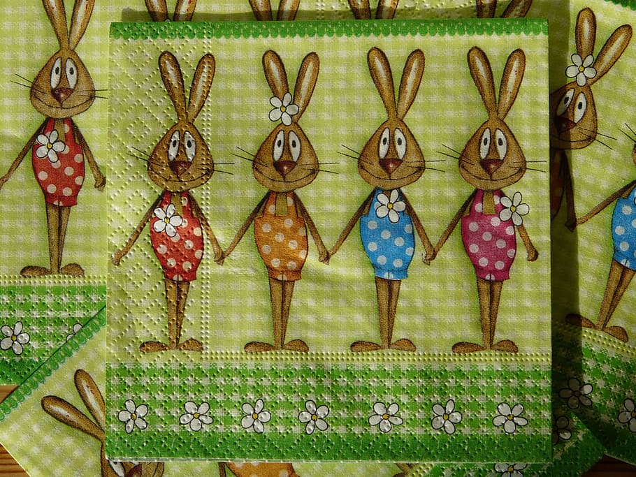 napkin, easter, easter napkin, easter bunny, easter bunny family HD wallpaper