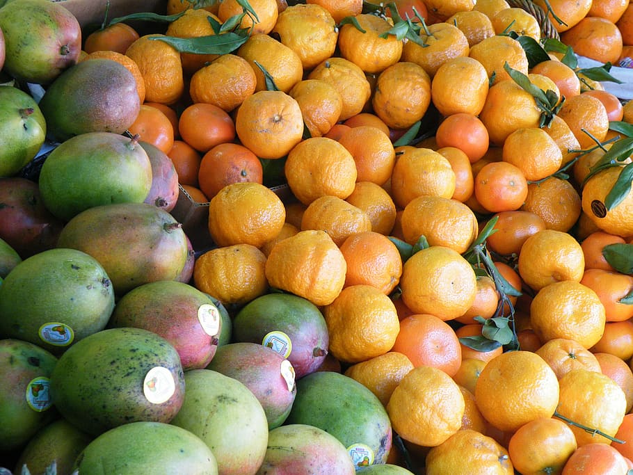 fruit, stall, mango, orange, san francisco, market, food, fresh HD wallpaper