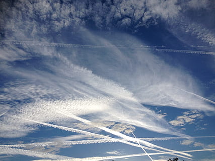 Contrail, Clouds, Weather, sky, cloudscape, cirrus, cumulus HD wallpaper