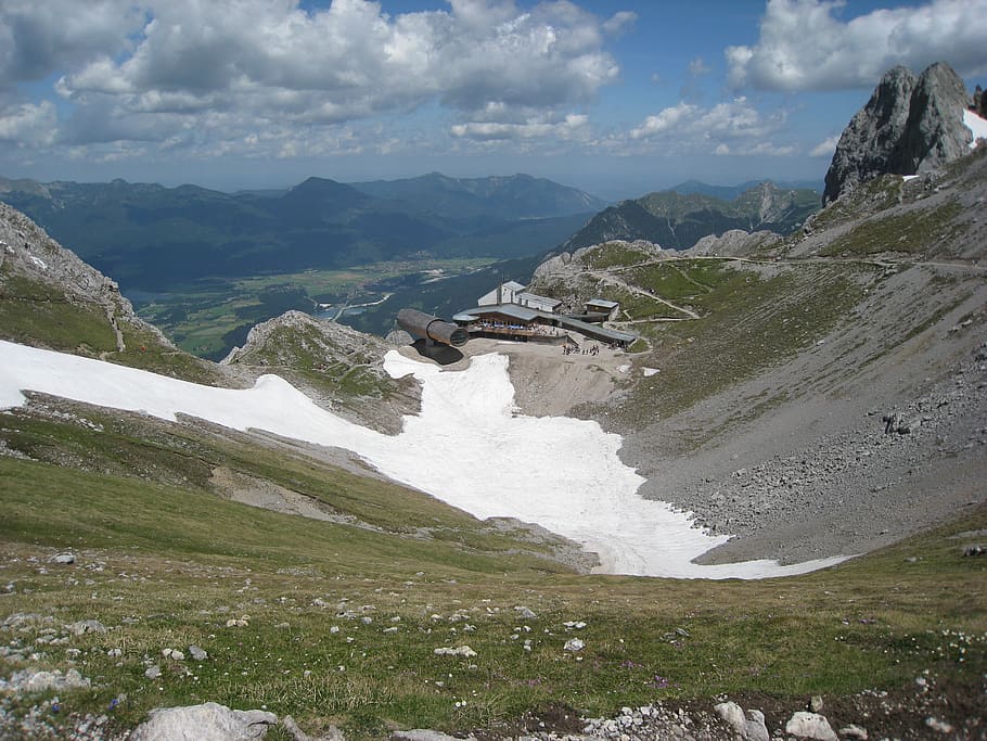 landscape photography of mountain range, upper bavaria, karwendel HD wallpaper