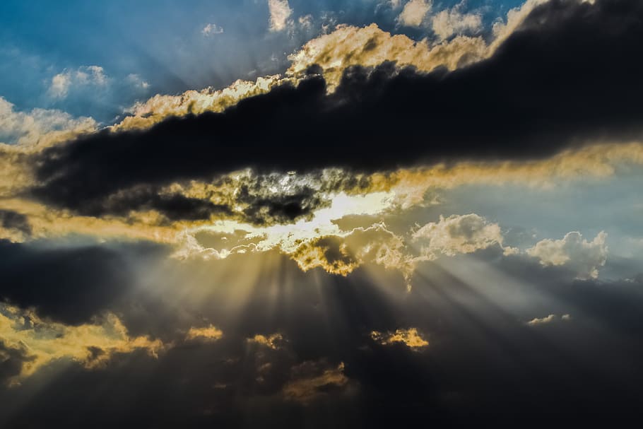 clouds, dark, sun, sunlight, sunbeam, rays, nature, sky, cloud - sky HD wallpaper