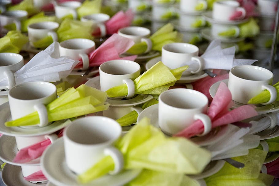 coffee, cups, colourful, large group of objects, no people HD wallpaper