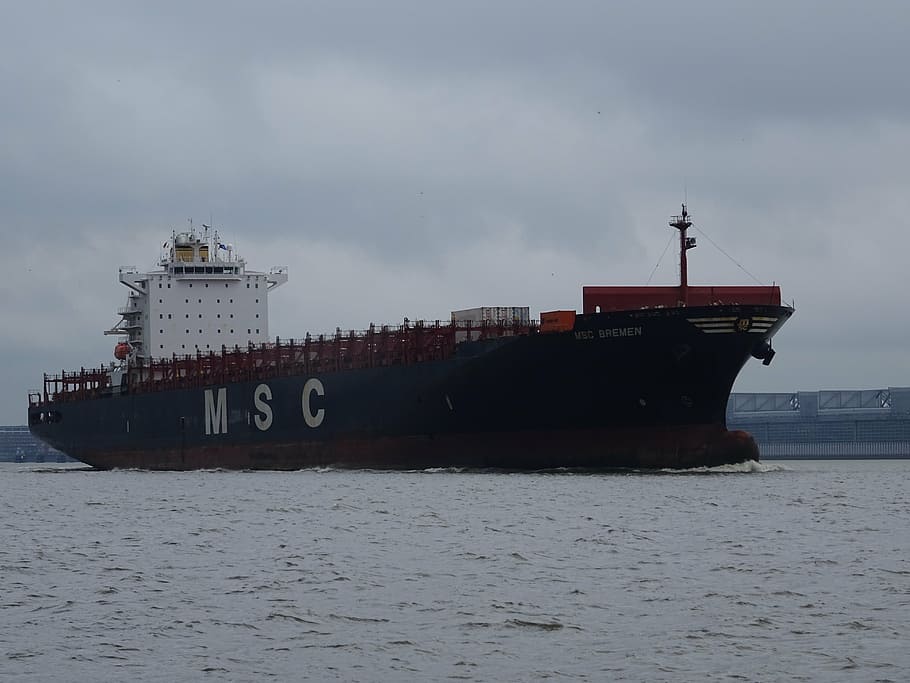 ship, container ship, water, elbe, river, freighter, hamburg HD wallpaper