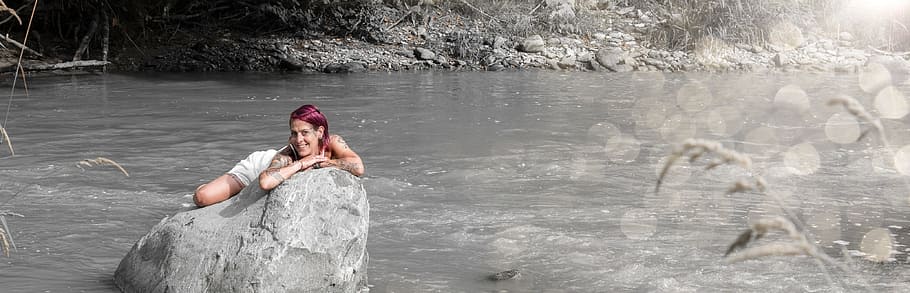 summer, river, model, bad, water, romantic, nature, color game HD wallpaper