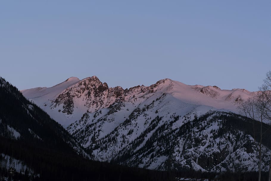 snow mountain under blue sky during sunset, winter, white, cold HD wallpaper