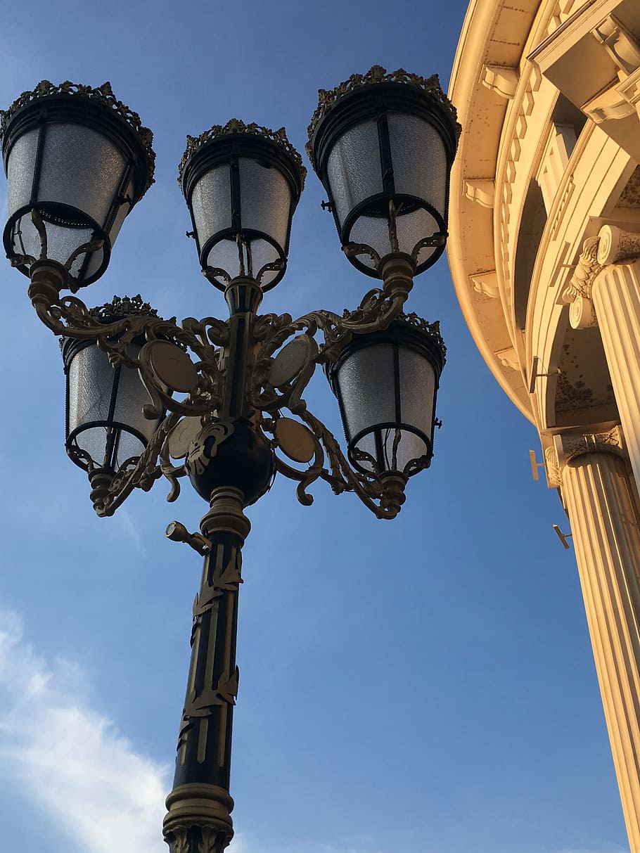 lamp, lantern, architecture, sky, city, low angle view, street light HD wallpaper