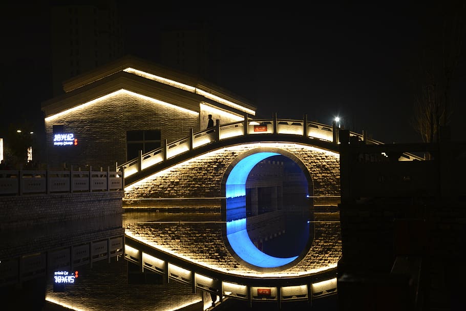 park night, bridge, illuminated, bridge - man made structure HD wallpaper
