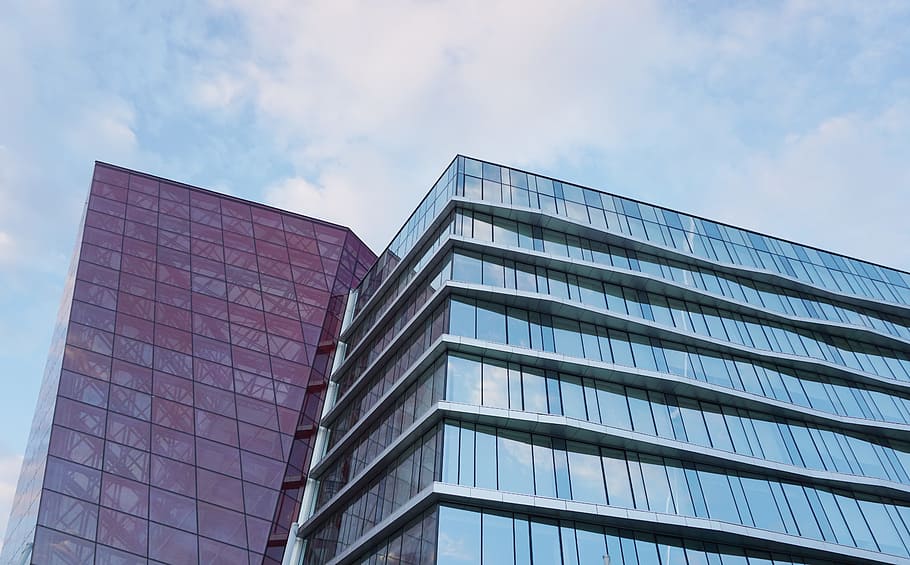 city, sky, clouds, blue, architecture, building, business, commercial HD wallpaper