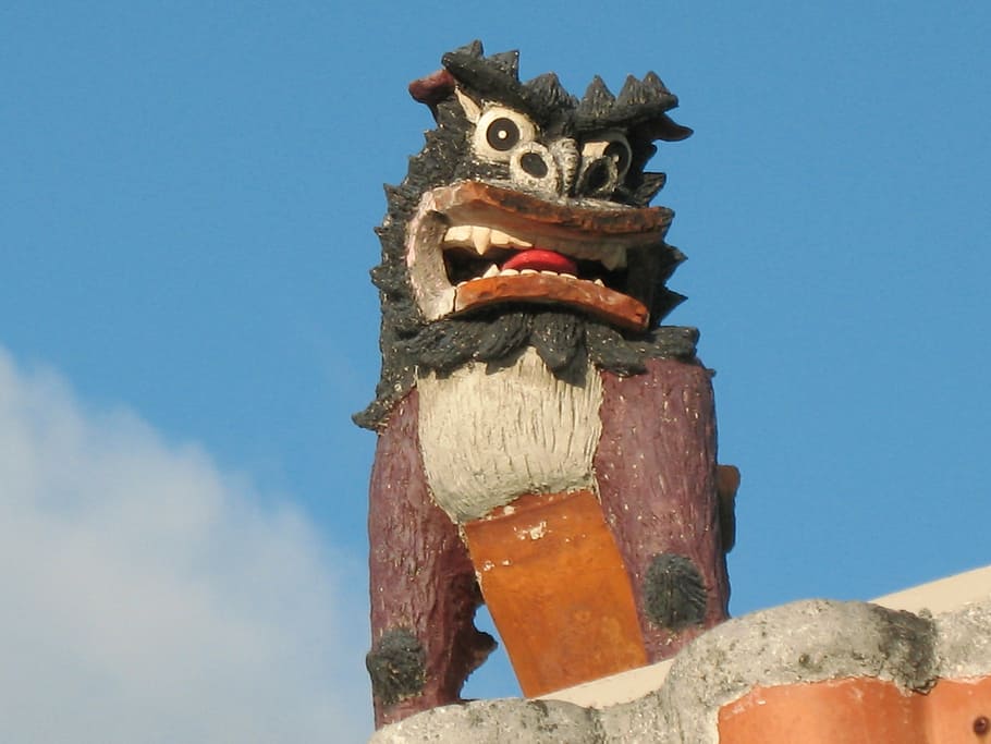 shisa, okinawa, roof, sky, low angle view, no people, art and craft HD wallpaper