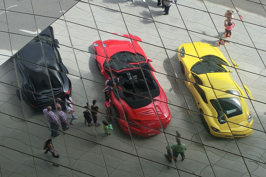 Porsche Museum, Stuttgart, Stuttgart, Zuffenhausen, mirror, HD wallpaper