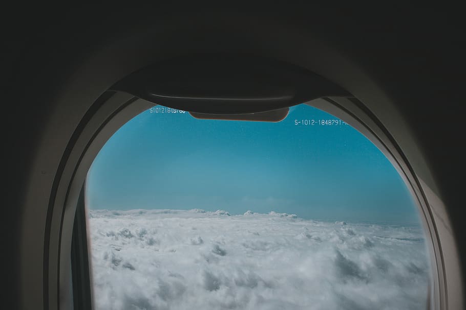 airplane glass window overlooking clouds, blue, sky, cloud - sky HD wallpaper