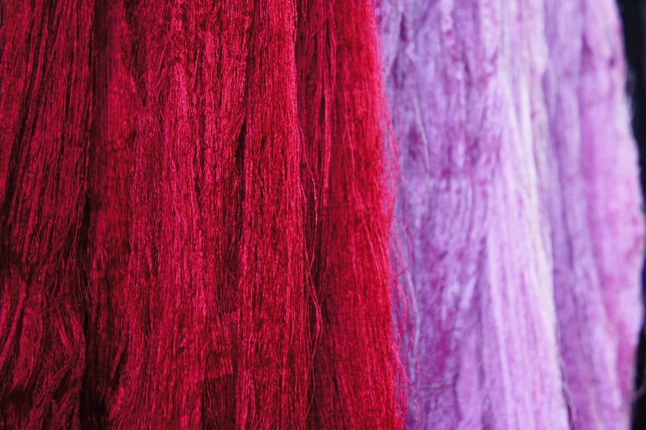 Wool, Threads, Red, Purple, Hang, Dry, weaving, textured, full frame HD wallpaper