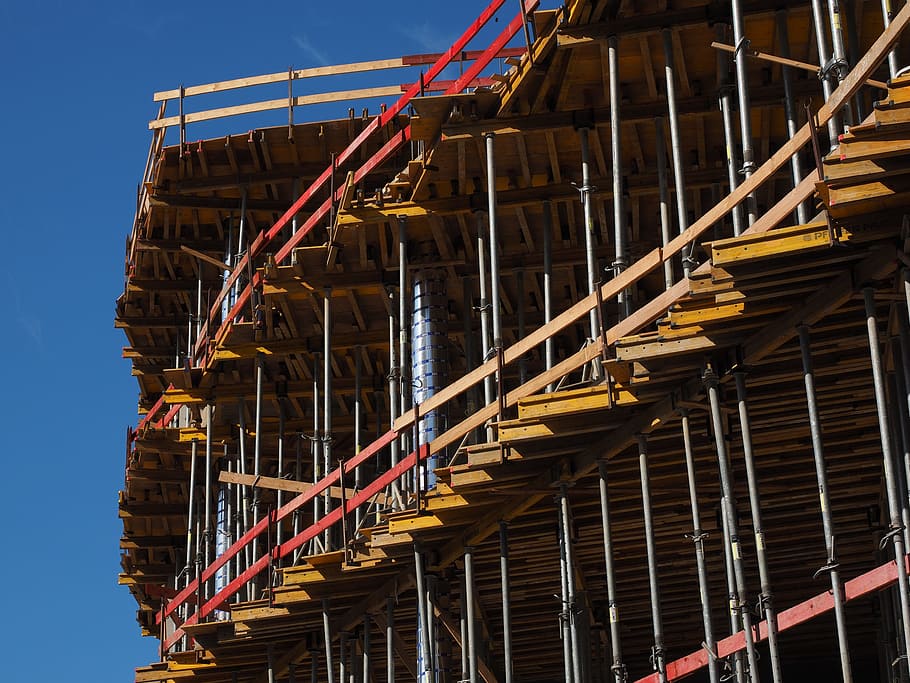 shell, home, scaffold, build, site, work, construction work HD wallpaper