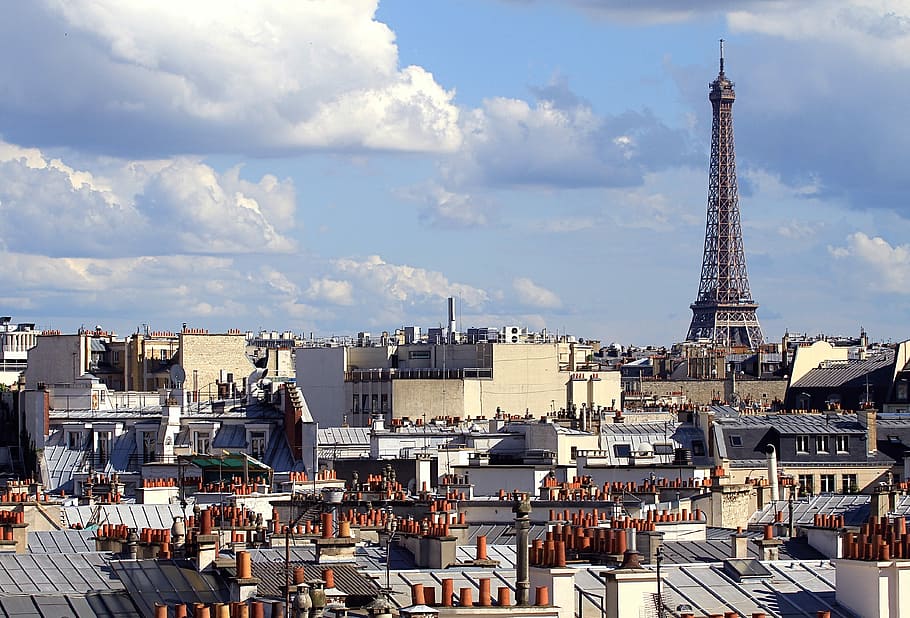 Eiffel Tower, Paris, rooftop, sky, city, chimney, urban, cloud HD wallpaper