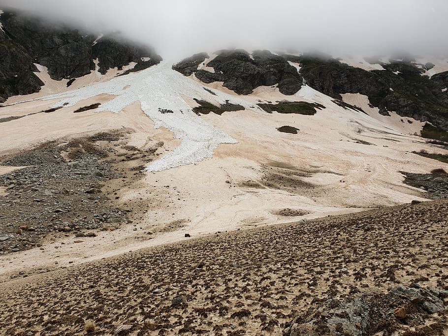mountain, glacier, snow, avalanche, environment, landscape HD wallpaper