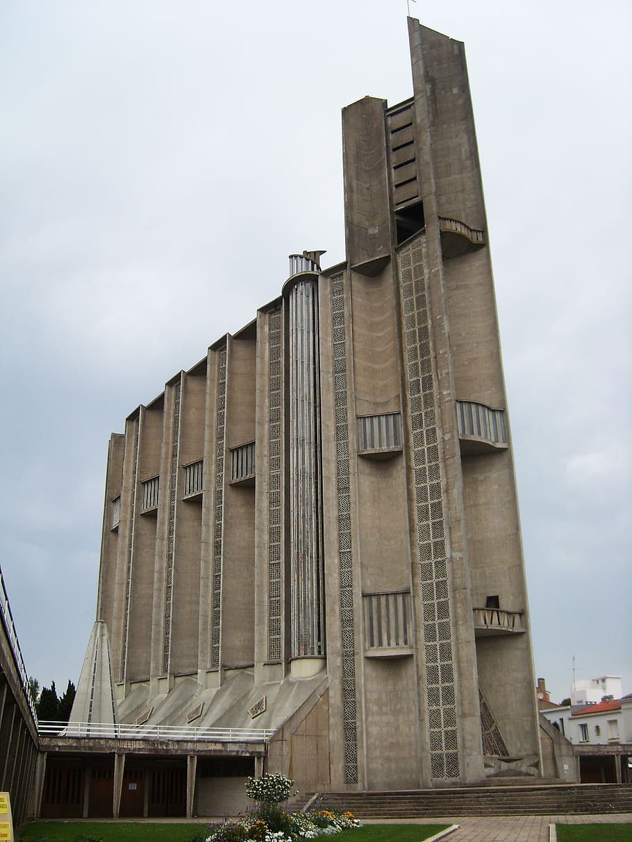 church, atypical church, modern architecture, building, france, HD wallpaper