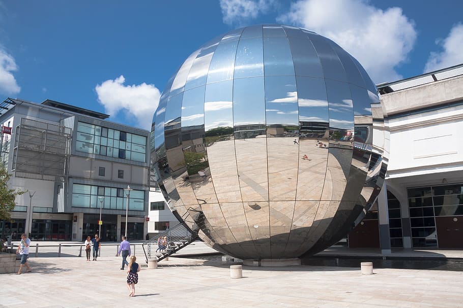 mirror ball beside building at daytime, bristol, planetarium
