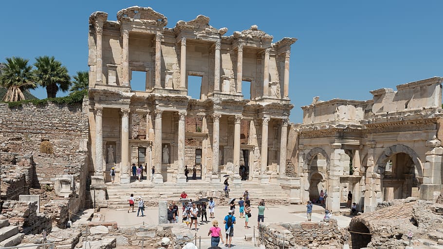 Alexandria Library, ephesos, ephesus, turkey, ruins, history, HD wallpaper