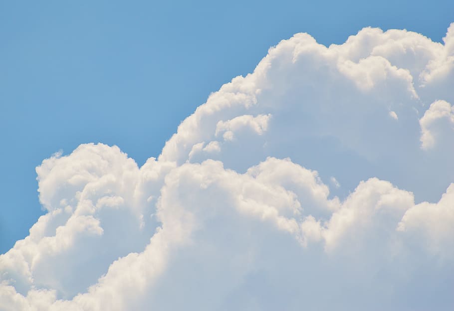 Cumulus Clouds, White, sky, blue, sun, cloud - sky, fluffy HD wallpaper