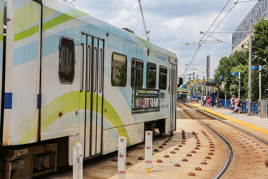 tram, trolley, baltimore, rails, city, urban, transportation HD wallpaper