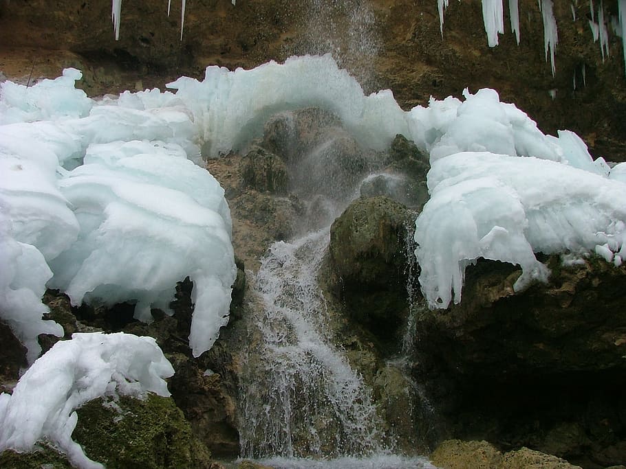 ice, waterfall, winter, january, beech mountain, lillafüred waterfall HD wallpaper