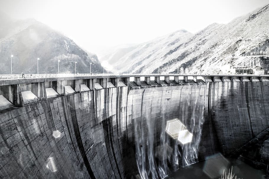 dam, water, building, structure, mountain, highland, landscape HD wallpaper