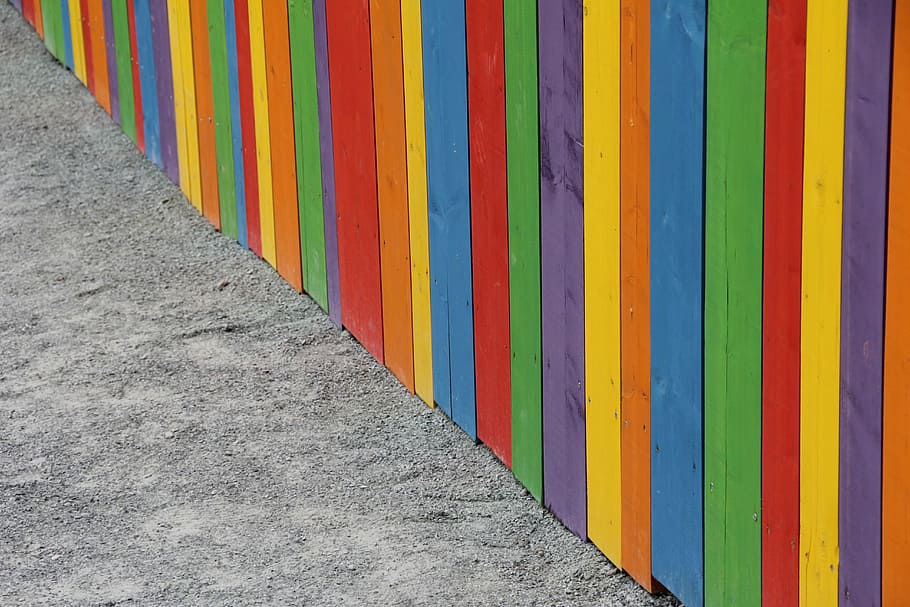 wallpaper, colorful, fence, lacquered wood, wooden wall, multi colored, HD wallpaper