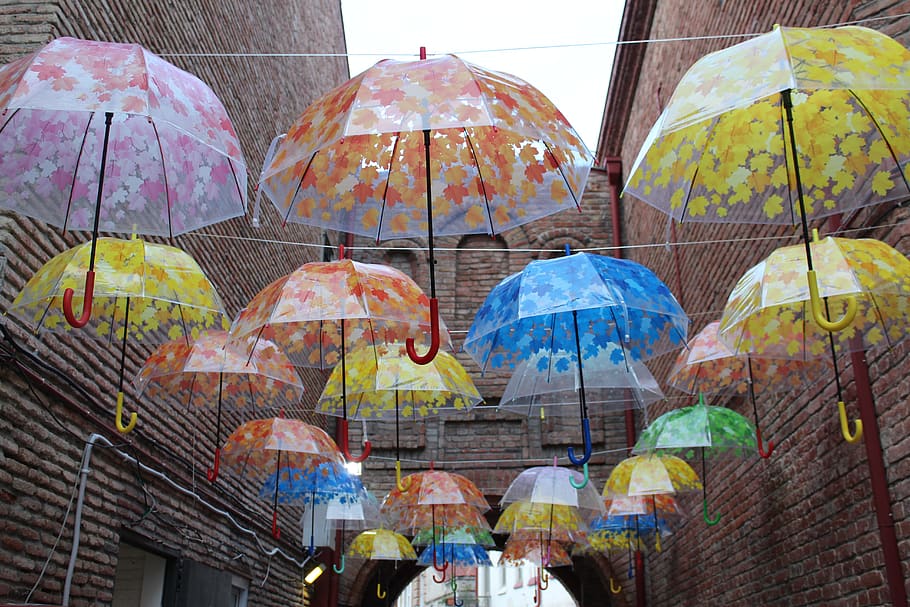 umbrellas, art, gallery, decor, decoration, colors, colorful, HD wallpaper