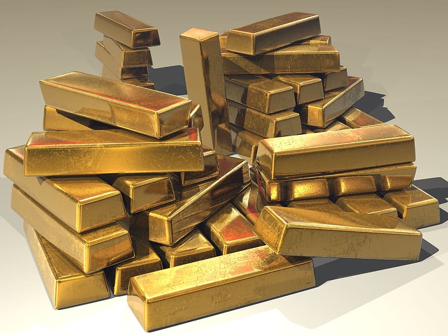 gold bar lot, ingots, golden, treasure, bullion, precious, wealth