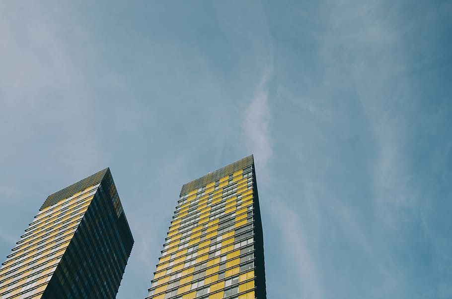 architectural photography of two buildings, high-rise building at daytime HD wallpaper
