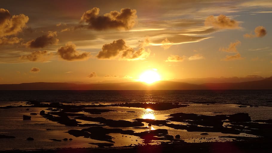 body of water during golden hour, west coast scotland, ardrossan, HD wallpaper