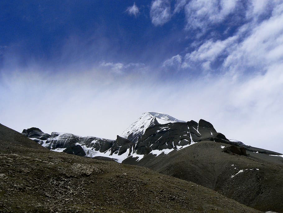 low angle photography of mountain, kailash, tibet, himalayas
