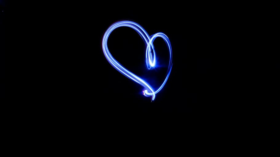 HD wallpaper: heart LED, blue heart, dark, heart light, black background,  illuminated | Wallpaper Flare