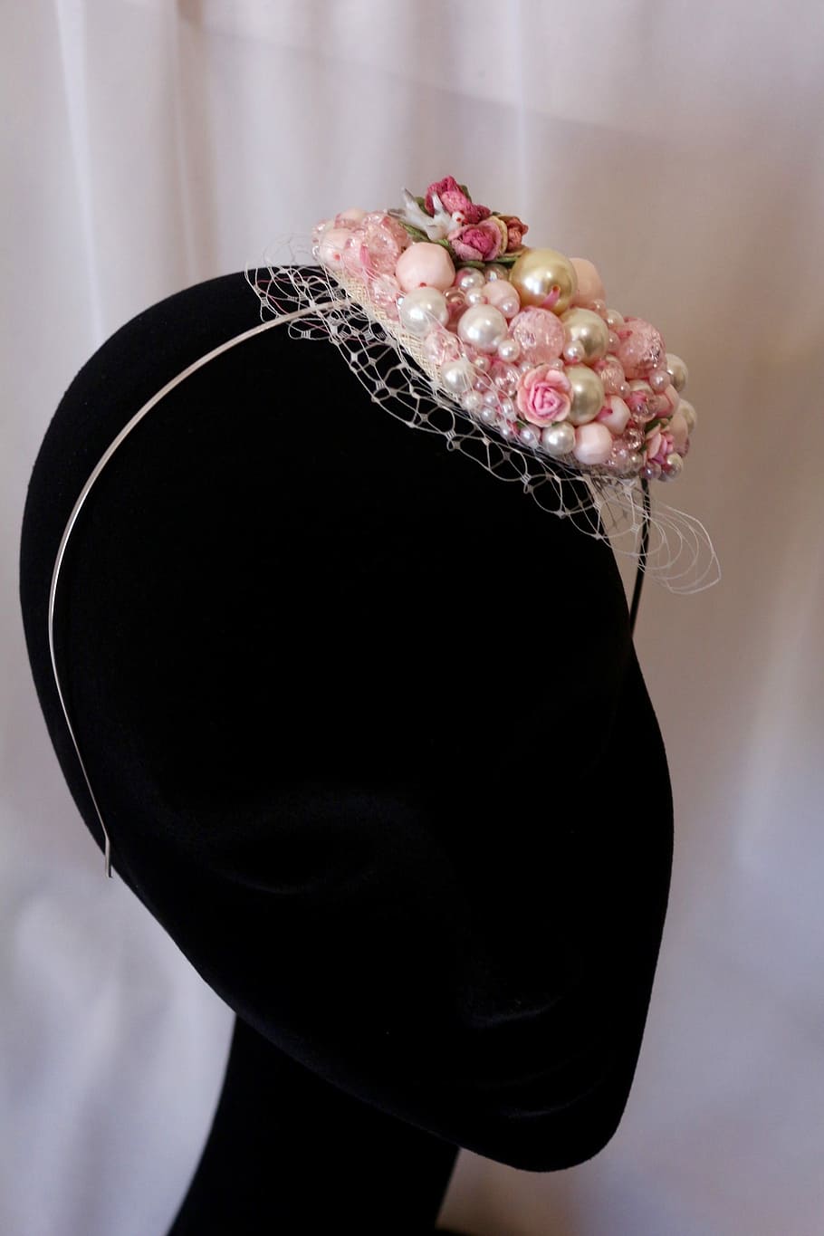 Pearls, Wedding, Bride, Pink, Ivory, head band, retro, fashion, HD wallpaper