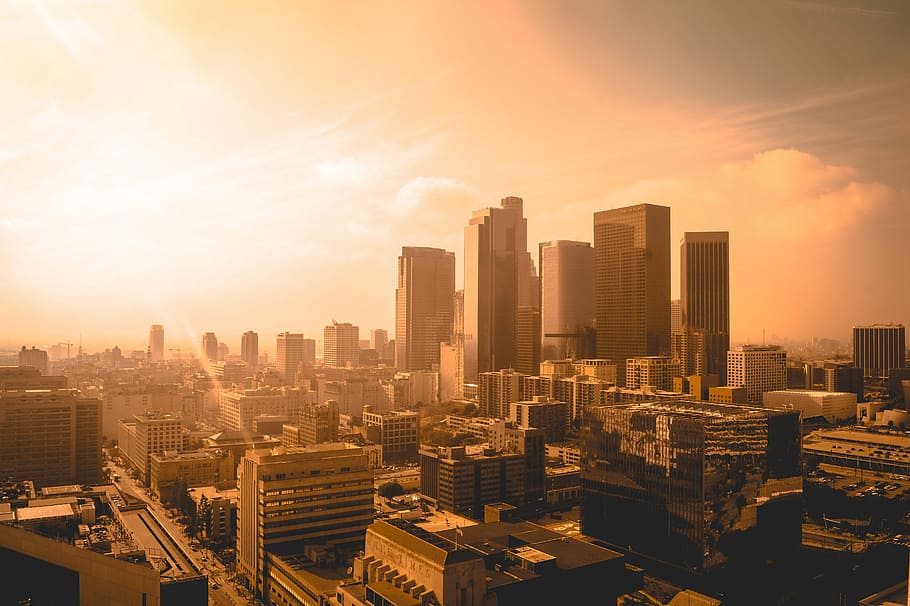 landscape photography of buildings, gray high rise buildings at daytime HD wallpaper