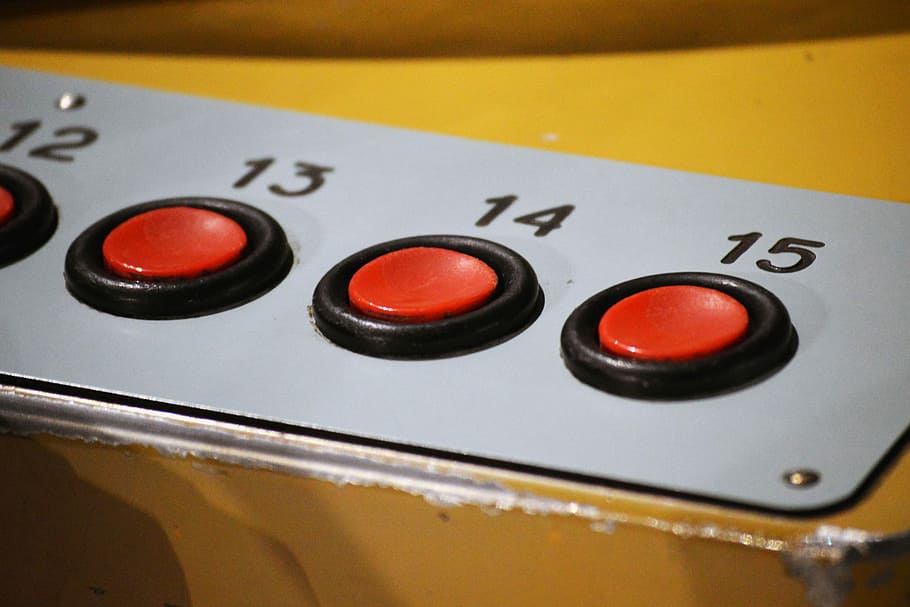 Buttons, Console, Arcade, Game, red, numbers, old, soviet, museum HD wallpaper