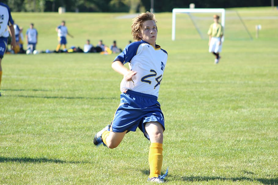 boy playing soccer on field at daytime, ball, throw, kid, child, HD wallpaper